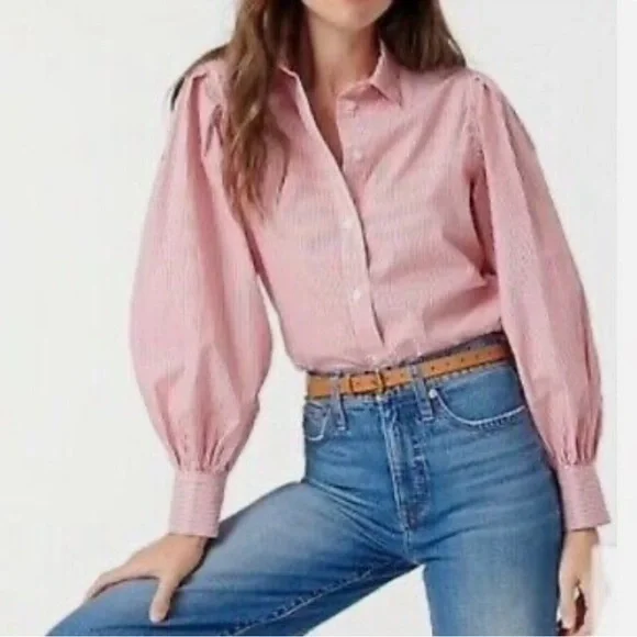 JCrew Slim-fit Puff sleeve in blue stripe - Picture 2 of 5